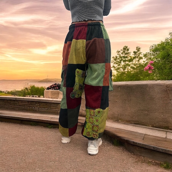 Handmade  corduroy patchwork pants - image 6