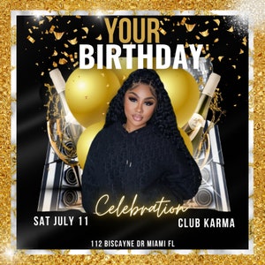 Gold Luxe Birthday Flyer, Gold, DIY Flyer Template Design, Club Flyers, Lounge Flyers, Instagram Flyers, Birthday Celebration