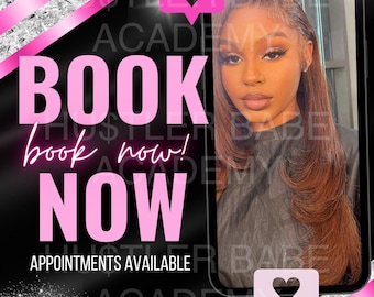 Booking Appointment, Pink, DIY Flyer Template Design, Hair Bundle Flyers, Sale Flyers, Instagram Flyers, Premade Business Flyer Set