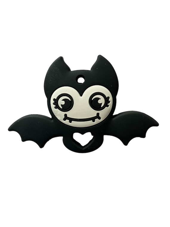 Black Bat Halloween Chew Necklace, Sensory Stimming Toy (Food Grade Silicone)