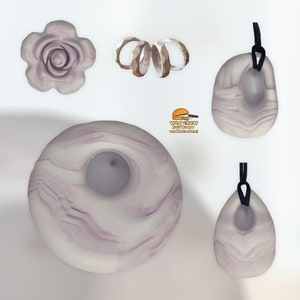 Purple Marble Chewelry Pendant: Silicone Fidget Necklace
