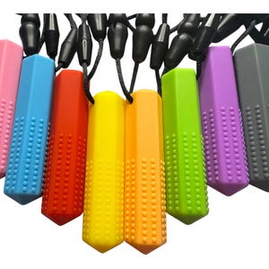 Textured Gem Chewable Necklace Cyrstal Adult Stimming Chewelry Jewelry chew Munchable Helps with ADHD Anxiety Autism Biting Distraction ASD