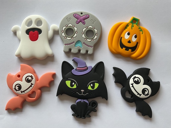 Halloween Chew Necklace, Sensory Stimming Black Bat, Black Cat,