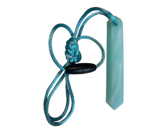 Ice Blue Gemstone Chew Necklace: Silicone Sensory Fidget Jewelry