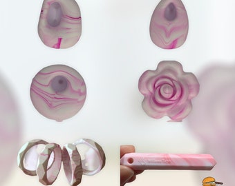Pink Marble Silicone Chewelry Pendant: Fidget Necklace