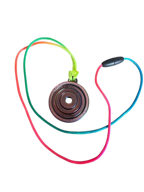 Geometric Fidget spinner necklace tactile textured 3D printed