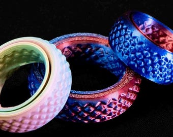 Tactile Fidget spinner ring textured 3D printed