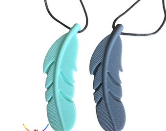 Feather Chew Necklace, Silicone Fidget Pendant, Discreet Sensory Jewellery Sensory Tools