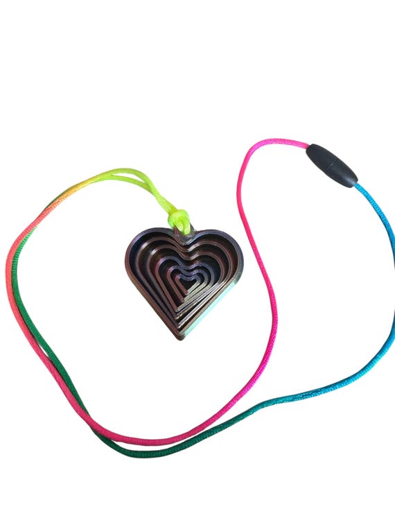 Geometric Heart Fidget spinner necklace tactile textured 3D printed