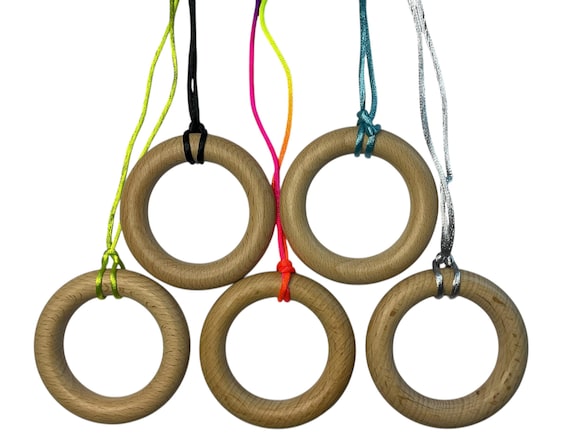 Natural Wooden Ring Pendant Necklace, Unisex Geometric Jewelry, Rustic Zen Style