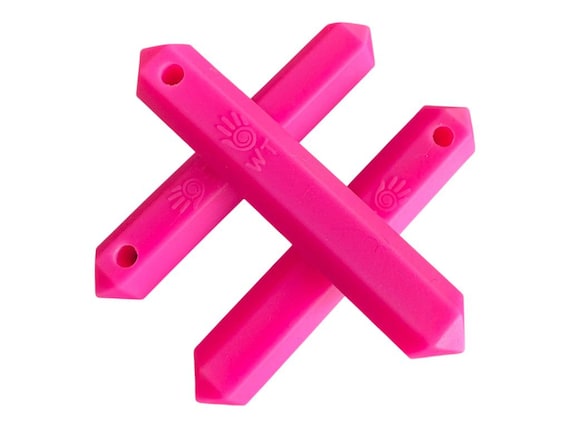 Gemstone Chew Necklace: Sensory Aid for Autism, ADHD & Anxiety Hot Pink