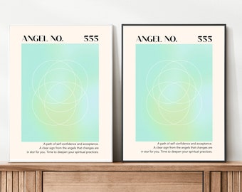 Angel number 555, angel number, angel number poster, aesthetic room decor, aura poster, spiritual wall art, gradient wall print, home decor