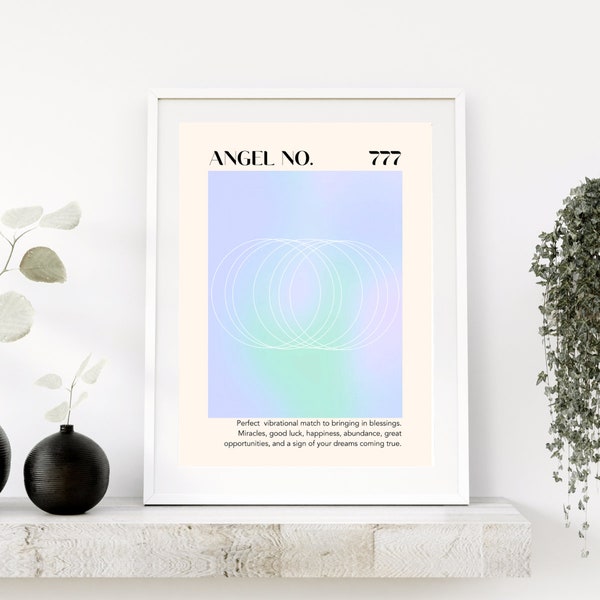 Angel number 777, angel number poster, angel number, instant download, digital download, aura poster, spiritual home decor, unique art print