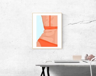 Downloadable print, female body art, print, wall art, body positive art, digital download, printable wall art, naked woman art, poster
