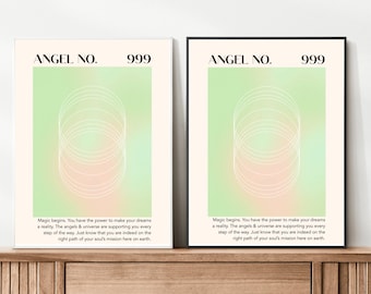 Angel number 999, angel number print, angel number poster, digital prints, digital downloads, spiritual art print, instant digital download