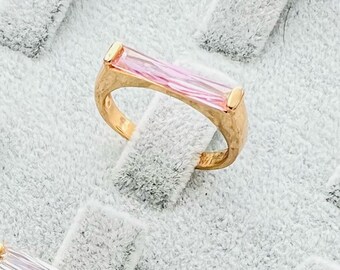 Baguette Stone Adjustable Gold Ring