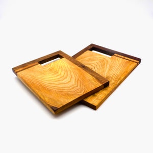 Charcuterie Board with Walnut Handle,Handmade Natural Wood Cutting Board,Chopping Board
