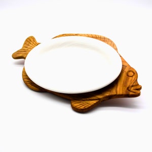 Wood Fish Serving Board with plate,Handmade Charcuterie Board,Chopping Board,Gift For Wife