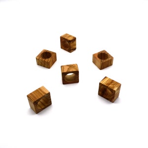 Wooden Square Napkin Ring,Six Napkin Ring Set,Boho Kitchen Table Decor