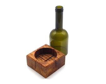 Wine Bottle Candle Holder with Wooden Base,Lantern with Wine Bottle,handmade wood home decor