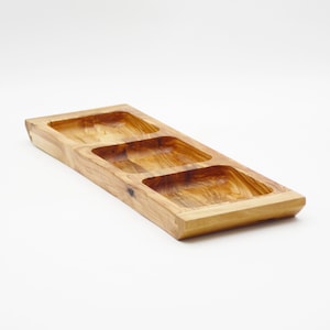 3 Section Wood Serving Tray,Snack Plate, Tapas Serving Board, Charcuterie Tray
