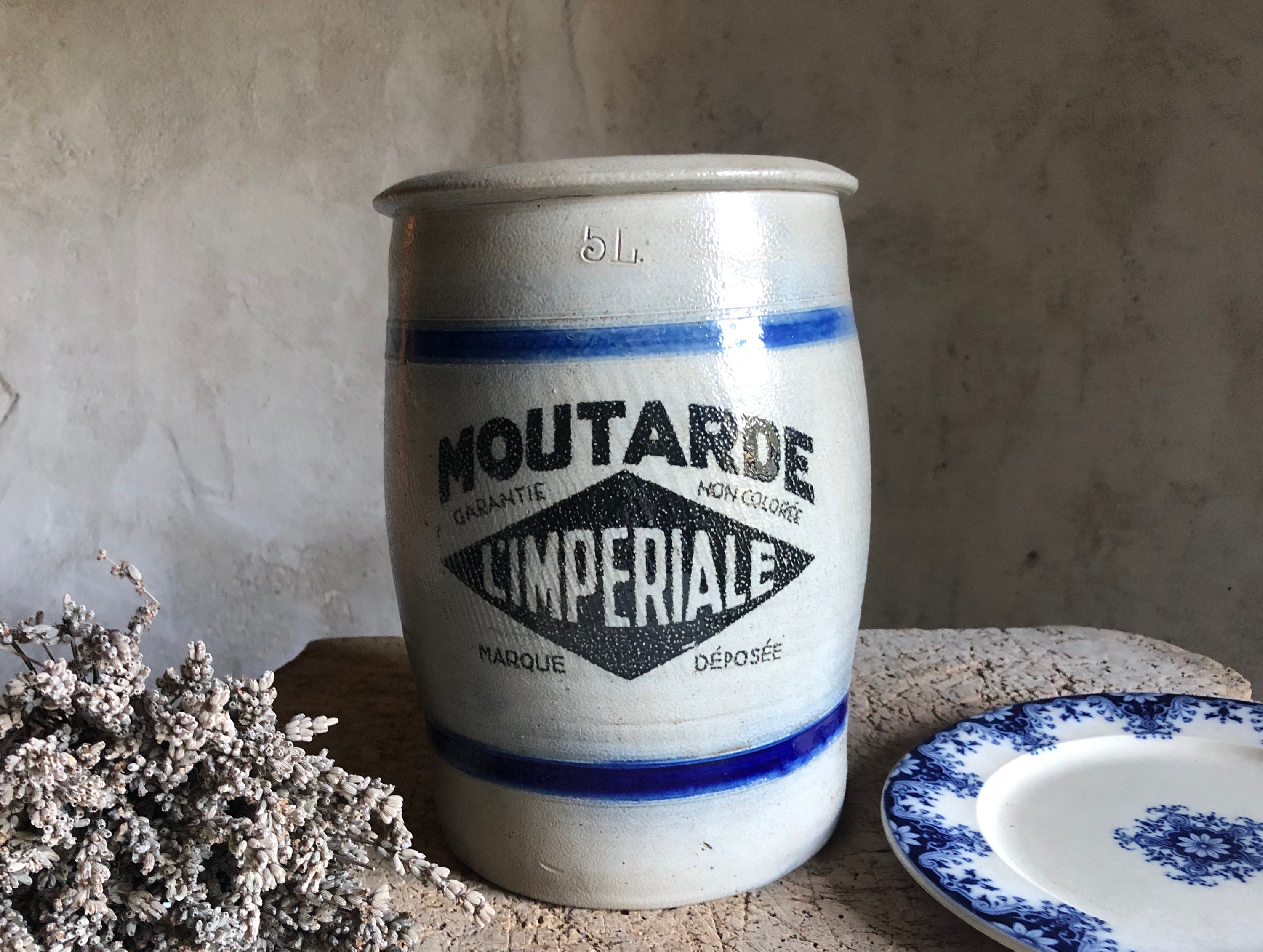Antique French Mustard Jar Pot. Huge Size. L' Impériale France