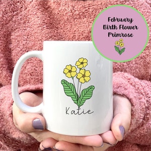 Custom Birth Flower Mug, Personalised Floral Cup, Your Name and Birth Month Mug, Gift for Her, Gift for Girls, Teacher Mug, Birthday Gift