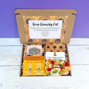 Sunflower Letterbox Gift | Thank You | Gardening Giftset | Plant Seeds | Sunshine Box | Jewellery for Her | Care Package Vegan