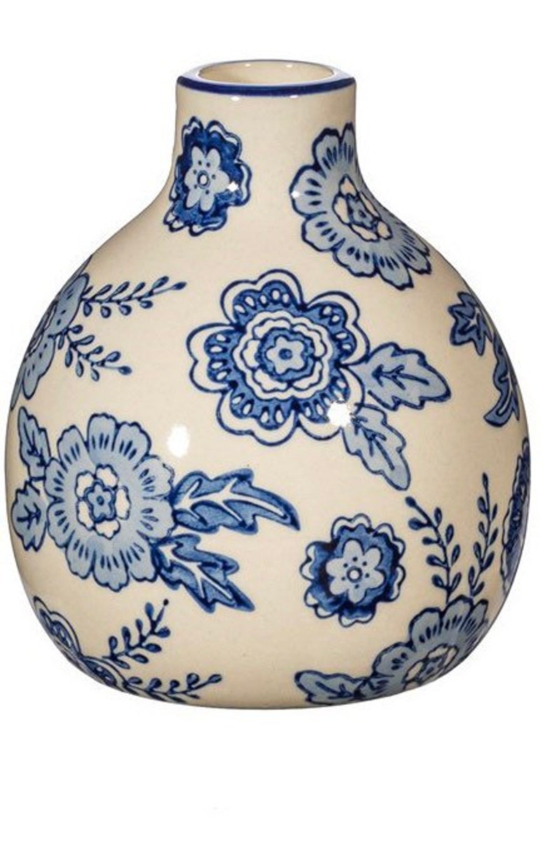 Mini Blue Willow Vase, Flower Vase, Sass and Belle, Mini Floral Vase, Ceramic Indoor Plant