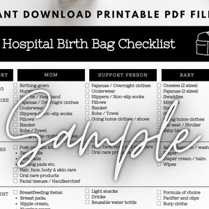 New Baby Hospital Bag Checklist Pink Excel Template Fully 