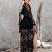 Bohemian Lurex Chiffon Cape Maxi Dress