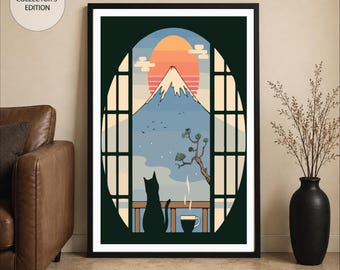 Japanese Landscape Poster, Mount Fuji Wall Art, Japandi Decor Print, Japan Art, Minimalist Nature Artwork, Wabi Sabi Design, Zen Wall Decor