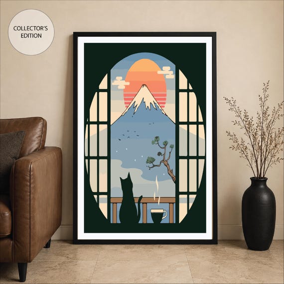 Japanese Landscape Poster, Mount Fuji Wall Art, Japandi Decor Print, Japan Art, Minimalist Nature Artwork, Wabi Sabi Design, Zen Wall Decor