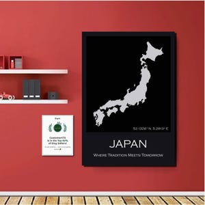 Japan Digital Map Poster Printable – Vintage Style Black and White Japan Wall Art – Japanese Travel Poster – Digital Download map of Japan