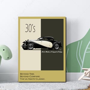 1930s Art Deco Car Poster - Vintage Luxury Automobile Print, Classic Car Wall Art, Elegant Automotive Decor Gift idea, Unique Car Printable