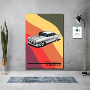 Vintage 1957 Chevy Poster – Classic Car Wall Art for Garage, Man Cave, Retro Auto Decor, Mid-Century Car Print, Retro car Digital Download