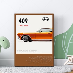 1965 Chevrolet Impala SS Classic Car Poster - Vintage American Muscle Car Art Print, Garage Decor, Automotive Wall Art Gift, 60s Car poster
