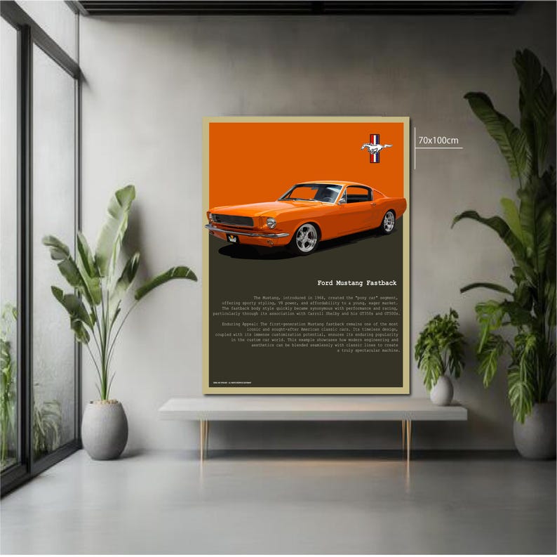 1965 Ford Mustang Fastback Poster, Shelby Wall Art - Muscle Car Print ...