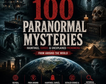 100 cas paranormaux célèbres, lieux hantés, observations d'ovnis, histoires de fantômes, cryptides, objets maudits, World Mystères PDF, livre d'histoires de mystère