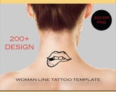 200+ Woman Line Tattoo Stamp Sketch, Tattoo Stencil woman Silhouette, woman Continuous Line art tattoo, Aesthetics Woman body art template