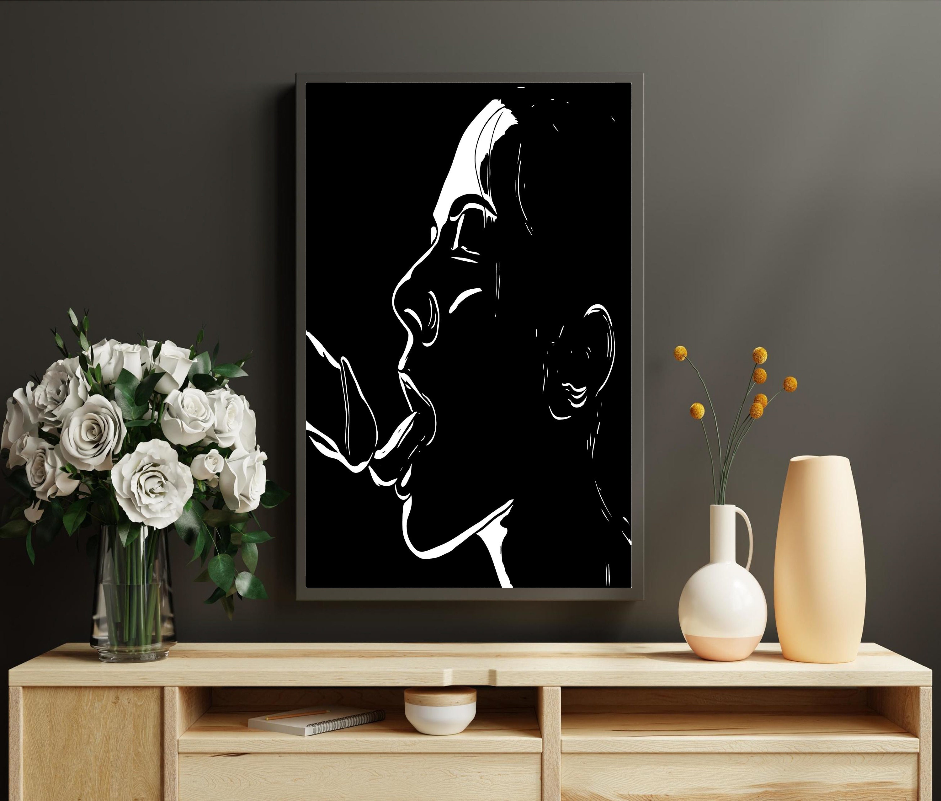 SATISFACTION WITH SUCK Nude Sexy Poster Naked Body Feeling Touch Kiss Wall Art Print Instant