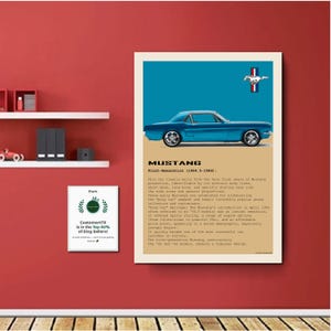 Vintage Ford Mustang Digital Art - 1960s Restomod Pony Car Print - Iconic American Muscle Car Poster - Instant Download for Garage Decor
