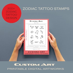 Catálogo de tatuagens 300+ ZODIAC, tatuagem de signo astrológico do zodíaco para expressão pessoal, símbolo do zodíaco, horóscopo, catálogo de tatuagens astrológicas