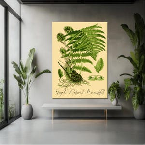 Vintage Botanical Wall Art – Nature Plant Illustration Digital Print – Rustic Greenery Poster with Quote Simple Natural Beautiful Eco Decor