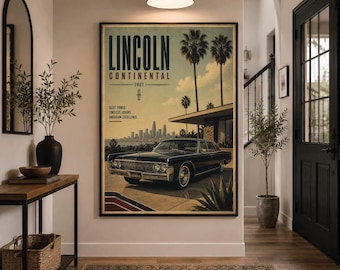 リンカーン・コンチネンタル　アンティークポスター フレーム付き 1965 リンカーン コンチネンタル コンバーチブル - Etsy 日本