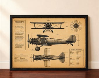 Vintage Airplane Blueprint Digital Download - Retro Aviation Wall Art, Antique Aircraft Patent Print, Plane poster, Printable Biplane Poster