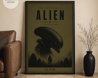 Póster de la película Alien, ilustración del Xenomorfo, arte mural de películas de ciencia ficción, decoración de películas de terror, lámina de películas clásicas de Hollywood, regalo para coleccionistas de cine