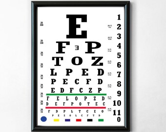 EYE HEALTH CHART Poster, Optical Medical Test, Nursery Poster, Eye Anatomy, Medical eye test, Ophthalmology, for Optometry, opticians chart