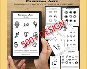 500+ MINIMALIST TATTOO BUNDLE, Tattoo line art, tattoo catalog book, abstract minimalist tattoo design, Digital downloadable tattoo template