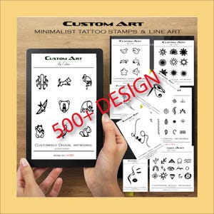 500+ MINIMALIST TATTOO BUNDLE, Tattoo line art, tattoo catalog book, abstract minimalist tattoo design, Digital downloadable tattoo template